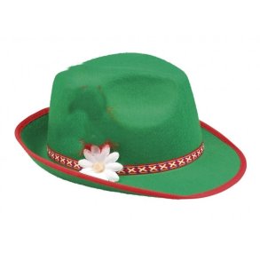 Tyroler hat i grn m. blomst